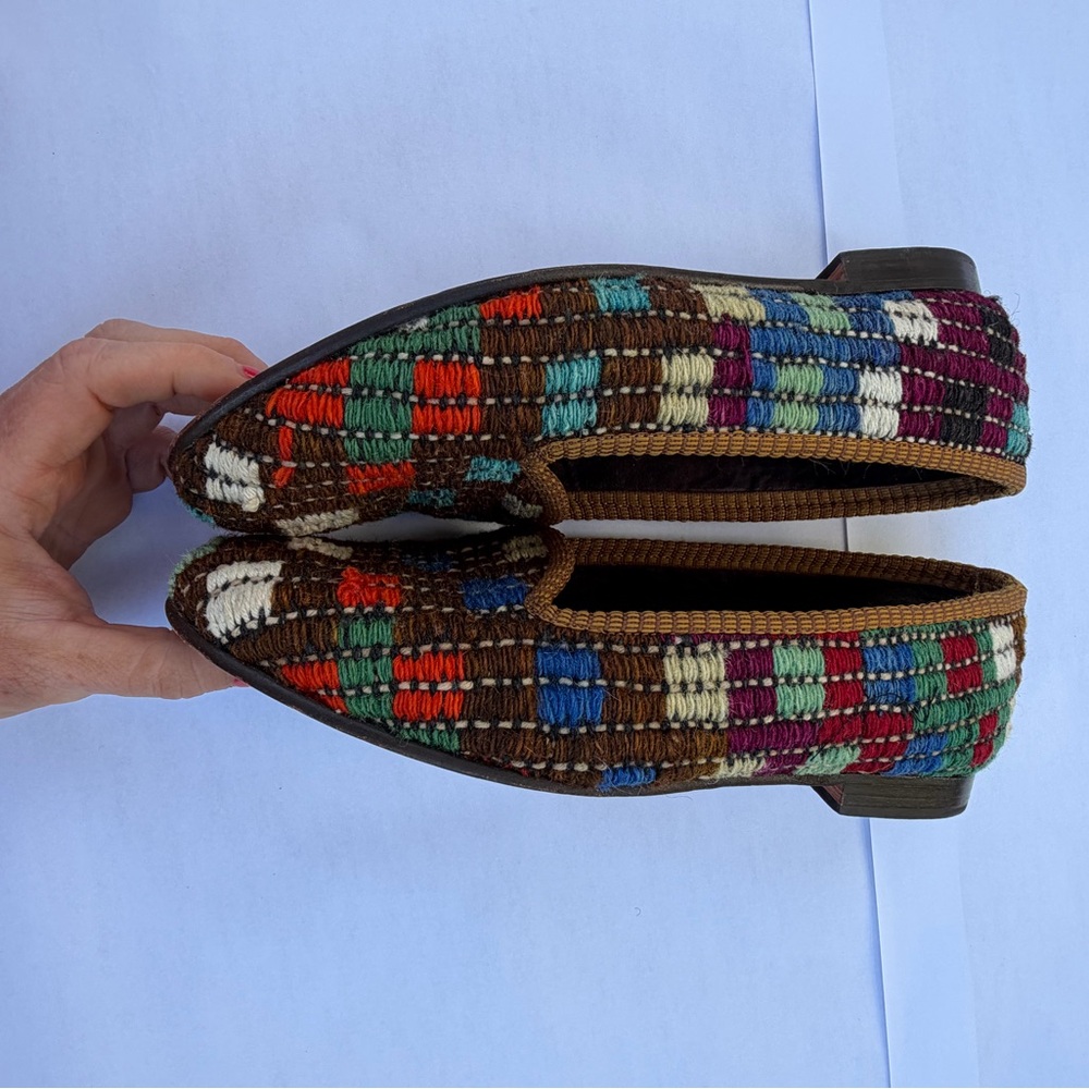 Res Ipsa Kilim Slippers – Handmade Woven Wool & Leather – Size 10 - Picture 5 of 10